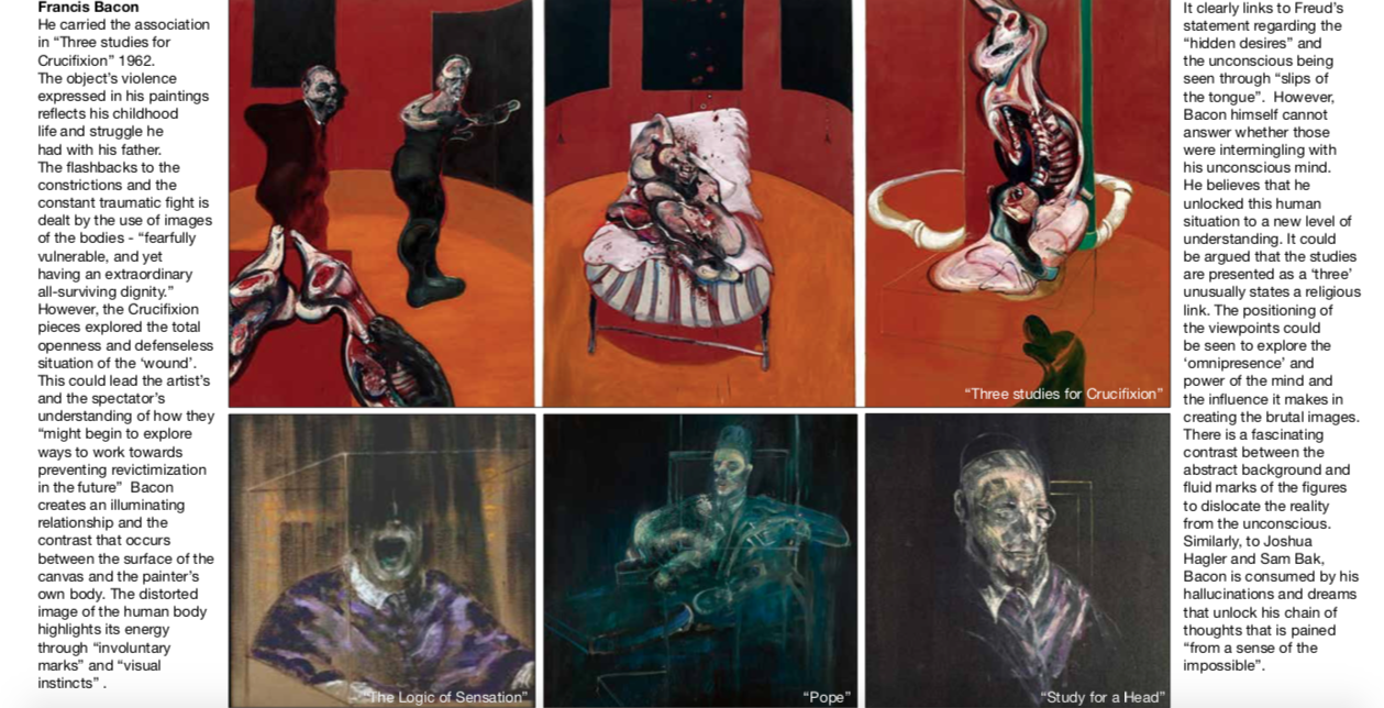 Page from Nadezda Entts' portfolio drawing inspiration from Francis Bacon